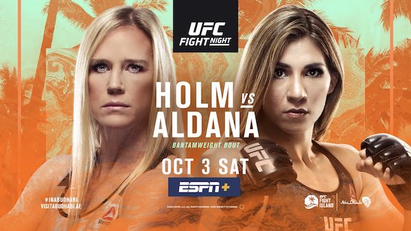 Watch UFC Fight Island 4: Holm vs. Aldana 10/3/20 Live Online