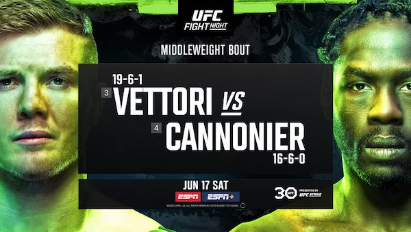 Watch UFC Fight Night Vegas 75: Vettori vs. Cannonier 6/17/23 17th June 2023