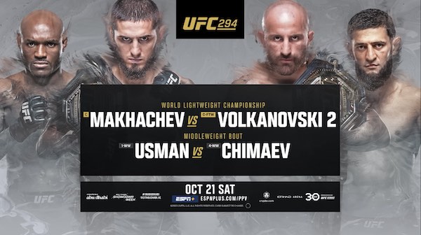 Watch UFC 294: Makhachev vs Volkanovski 2 10/21/23 Live PPV 21st October 2023