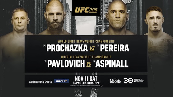 Watch UFC Fight Night 295: Prochazka vs. Pereira PPV 11/11/23 11th November 2023 Live Online