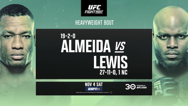 Watch UFC Fight Night São Paulo: Almeida vs Lewis 11/4/23 4th November 2023 Live