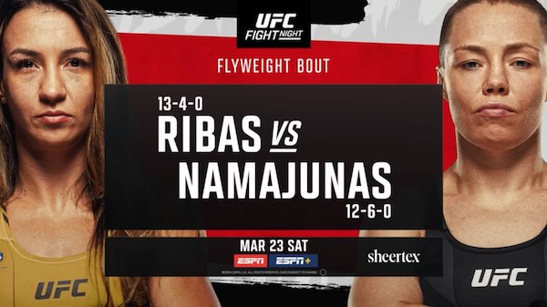Watch UFC Fight Night Vegas 89: Ribas vs Namajunas 3/23/24 23rd March 2024 Live Online